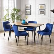 Findlay Dining Set - Rectangular Dining Table and 4 Blue Luxe Chairs image