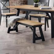 Hockley 140cm Black/Oak Dining Bench - Kitchen Seating image