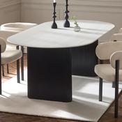 Bolivia 220cm Stone Effect Printed Glass Dining Table - 6 Seater Kitchen Table image