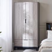 Bali 2 Door 1 Drawer Wardrobe 92cm - Grey Oak image