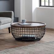 Smithson 80cm Walnut/Black Coffee Table - Living Room Table image