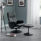 Lugano Black Faux Leather Faux Leather Recliner Chair with Stool image