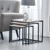 Tribeca Black/Sonoma Oak Nesting Tables - Space Saving Living Room Set image
