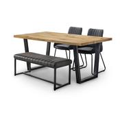 Brooklyn Dining Set - Oak Rectangular Dining Table 1 Grey Soho Bench and 2 Grey Soho Chairs image