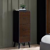Alba 5 Drawer Narrow Chest of Drawers 45cm - Walnut/Black image