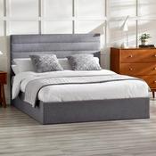 Merida Fabric Lift-Up Ottoman Storage Grey Linen Bed Frame image