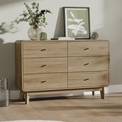 Ingrid 6 Drawer Dresser Oak Chest of Drawers 120cm - Beige image