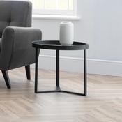 Loft 50cm Black/Smoked Glass Side Table - Living Room Accent Table image