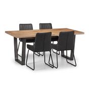 Brooklyn Dining Set - Oak Rectangular Dining Table and 4 Grey Soho Chairs image