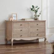 Camille 6 Drawer Wide Chest of Drawers 130cm - Limed Oak image