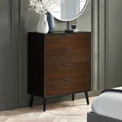 Alba 4 Drawer Wide Chest of Drawers 78cm - Walnut/Black image