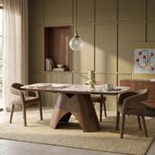 Kova 6-8 Seat Extendable Oval Dining Table Light Coffee Marble Effect Ceramic