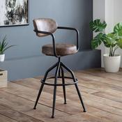 Barbican Brown Faux Leather Bar Stool - Kitchen Counter Seating image