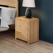 Curve 3 Drawer Bedside Table 45cm - Oak image