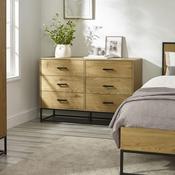Harlow Light Oak Effect 6 Drawer Chest of Drawers 120cm - Light Oak Effect/Black image