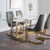 Minori 200cm Glass/Gold Dining Table - 6 Seater Kitchen Table image