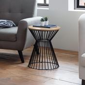 Jersey 40cm Euro Oak &amp; Black Side Table - Living Room Accent Table image