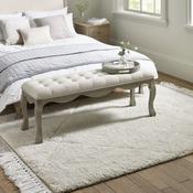 Camille Oatmeal Linen Upholstered Bench with French Style Legs 130cm - Oatmeal &amp; Limed Oak