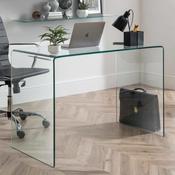 Amalfi 110cm Glass Home Office Desk - Home Office Furniture - Clear image