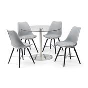 Milan 4 Seater Dining Set - Glass/Chrome Table and Chairs image