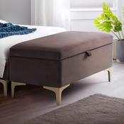Deco 130.5cm Truffle/Gold Velvet Bench - Bedroom Blanket Box image