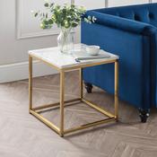 Scala 50cm White Marble &amp; Gold Side Table - Living Room Accent Table image