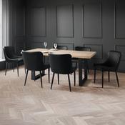 Berwick Rectangular Oak Effect Dining Table Set with 6 Luxe Black Faux Leather Dining Chairs image