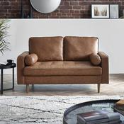 Henley Brown Faux Leather Sofa - 2 and 3 Seater Options image