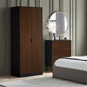 Alba 2 Door Wardrobe 77cm - Walnut/Black image