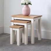 Coxmoor Ivory and Oak Nesting Tables - Space Saving Living Room Set image
