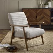 Ivy Oyster White / Brown Chenille Accent Chair - 66cm Living Room Chair image