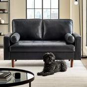 Henley Black Faux Leather Sofa - 2 and 3 Seater Options image