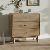 Ingrid 3 Drawer Chest of Drawers Oak 80cm - Beige image
