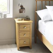 Somerset Oak Compact 3 Drawer Bedside Table 34cm image