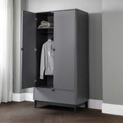 Chloe 2 Door 1 Drawer Wardrobe 95cm - Storm Grey/Black image