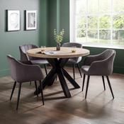 Berwick 4 Seater Dining Set - Oak &amp; Black Table and Chairs image