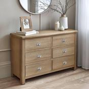 Memphis Limed Oak 6 Drawer Wide Chest of Drawers 120cm image