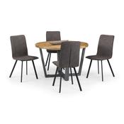 Brooklyn Dining Set - Oak Round Dining Table and 4 Grey Monroe Chairs image