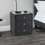 Sorrento 3 Drawer Bedside Table Slate Linen 45cm - Grey image