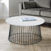 Broadway 80cm White Marble/Black Coffee Table - Living Room Table image