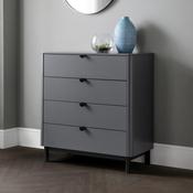 Chloe Storm Grey 4 Drawer Chest of Drawers 90cm - Storm Grey/Black image