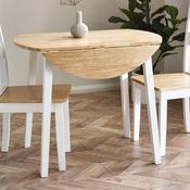Linwood White and Natural 55 90cm Round Drop Leaf Table
