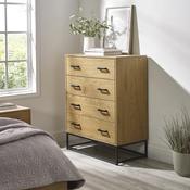 Harlow Light Oak Effect 4 Drawer Chest of Drawers 80cm - Light Oak Effect/Black image
