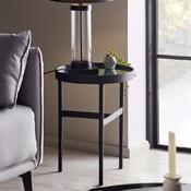 Franki 39cm Black And Mirrored Side Table - Living Room Accent Table image