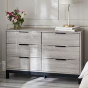 Bali 6 Drawer Wide Chest of Drawers 120cm - Grey Oak image