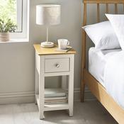 Somerset Truffle Grey and Oak Compact 1 Drawer Bedside Table with Shelf 34cm - Truffle/Oak image