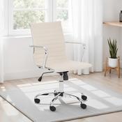 Gio Faux Leather Adjustable Gaming Office Chair - Ivory &amp; Chrome image