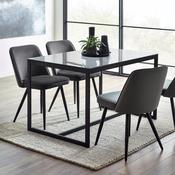 Chicago Rectangular Smoked Glass Dining Table Set with 4 Grey Velvet Upholstered Burgess Dining Chairs image