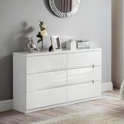 Manhattan 6 Drawer Wide Chest of Drawers 131cm - High Gloss White image