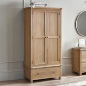 Memphis Limed Oak 2 Door 1 Drawer Wardrobe 93cm image